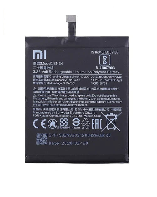 Original BN34 Battery For Redmi 5a
