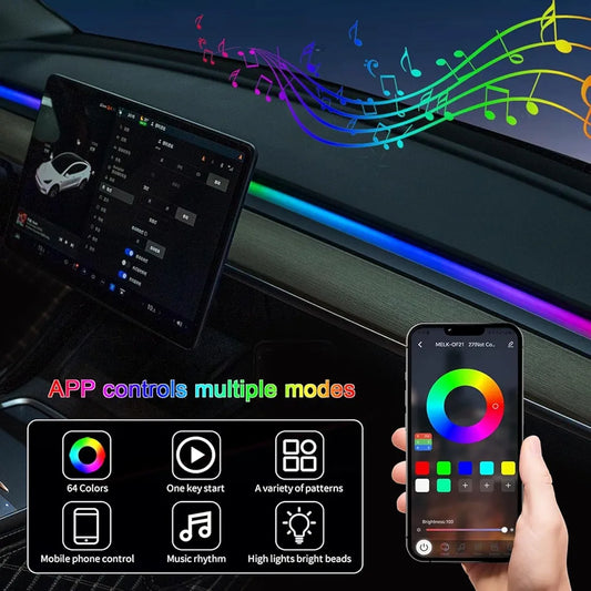43 inch Multicolor Music Controlled Sound Activated Car Interior Decoration Dashboard Ambient Lighting USB K4 Magic Lights with Remote & Mobile Application Control(Works with All Cars)